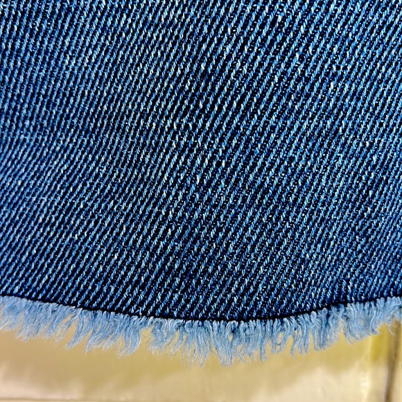 Current/Elliot Zip Fray Denim Mini Skirt Textured Indigo Twill Size 31 - Picture 4 of 10